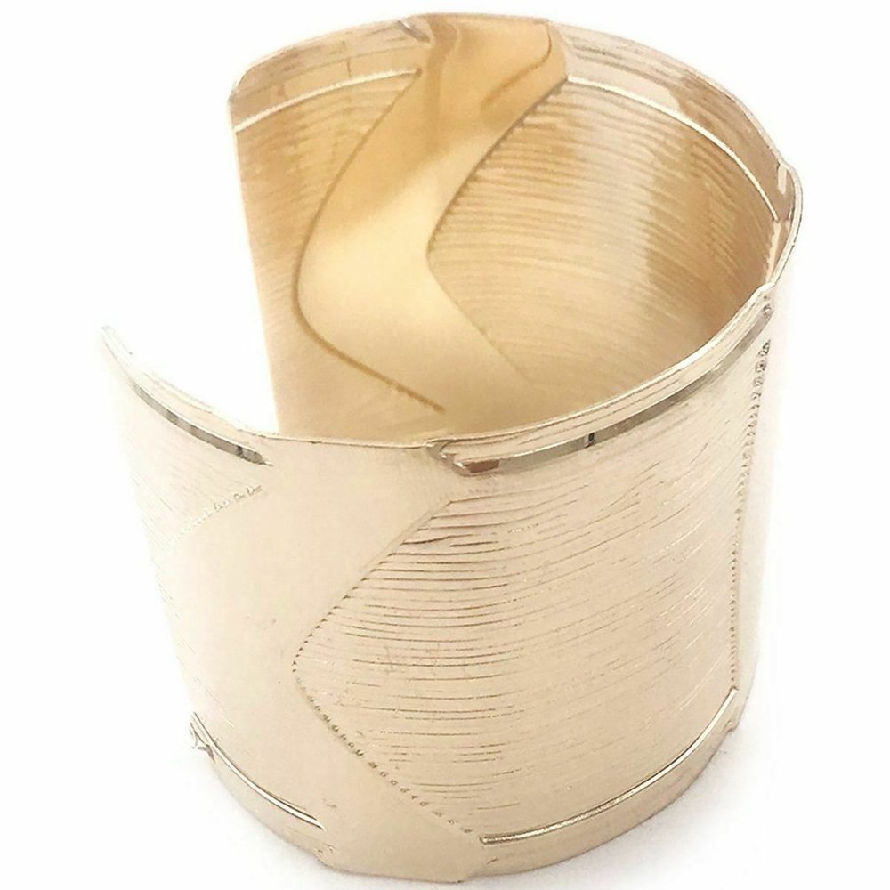 Girl Sexy Wide Metal Cuff Circle Stretch Open Mouth Bangle Bracelet - Arrow Gd